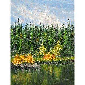 Lake Trip Original 9" x 12" Acrylic Painting Unframed Beautiful Nature Wall Art